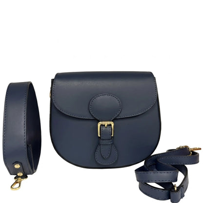 Borsa spalla tracolla pelle liscia postina blu scuro