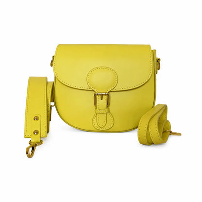 Borsa spalla tracolla pelle liscia postina giallo