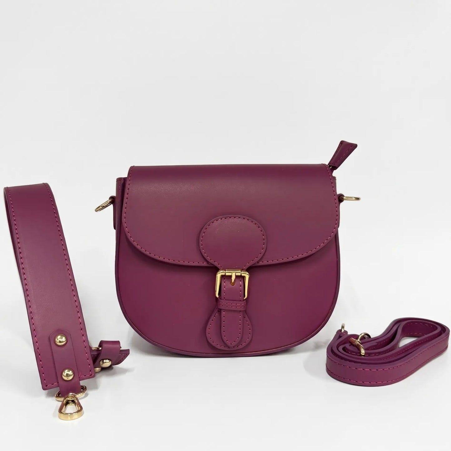 Borsa spalla tracolla pelle liscia postina magenta