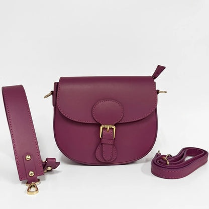 Borsa spalla tracolla pelle liscia postina magenta