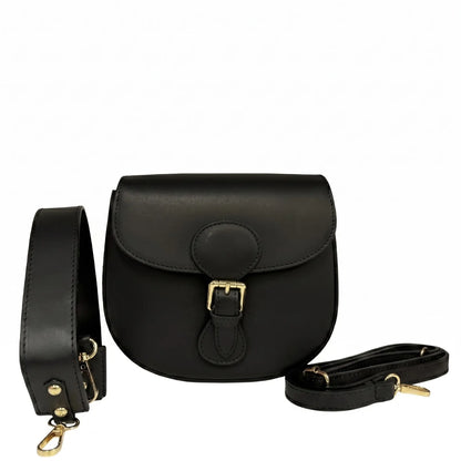 Borsa spalla tracolla pelle liscia postina nera