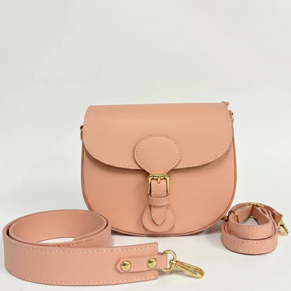 Borsa spalla tracolla pelle liscia postina rosa quarzo