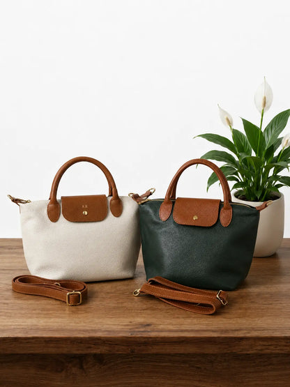 Borsa tracolla mano bottoncina media pelle bicolore gruppo