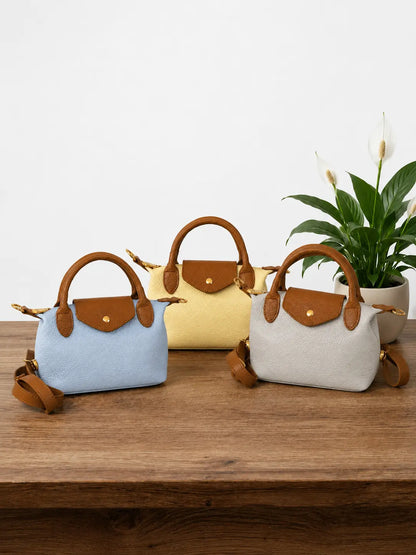 Borsa tracolla mano bottoncina piccola pelle bicolore gruppo