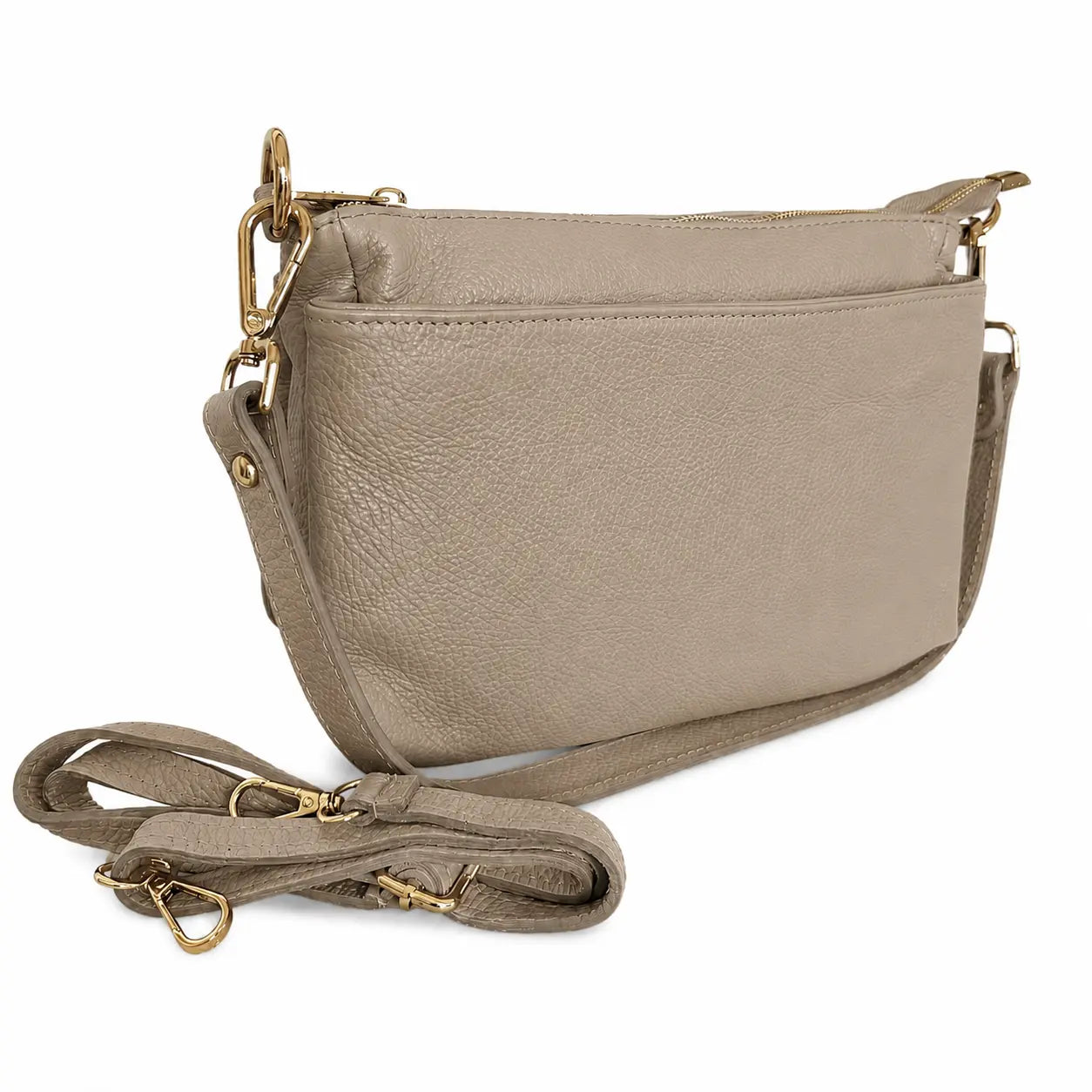 Borsa tracolla multi scomparto zippetta beige