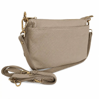 Borsa tracolla multi scomparto zippetta beige