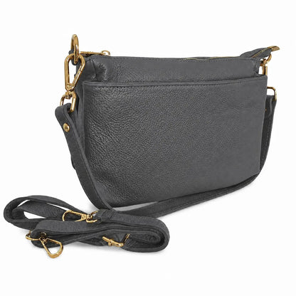Borsa tracolla multi scomparto zippetta grigio scuro