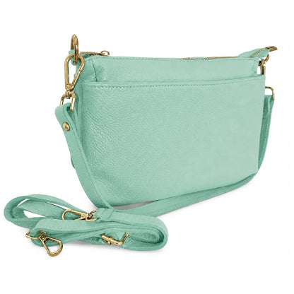 Borsa tracolla multi scomparto zippetta verde acqua
