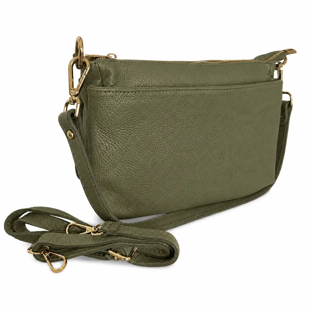 Borsa tracolla multi scomparto zippetta verde militare