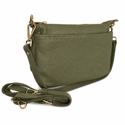 Borsa tracolla multi scomparto zippetta verde militare