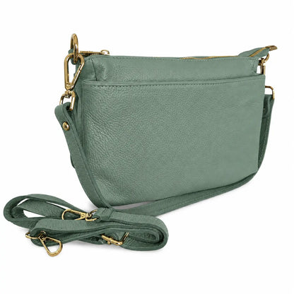 Borsa tracolla multi scomparto zippetta verde salvia