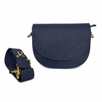 Borsa tracolla vera pelle smile blu