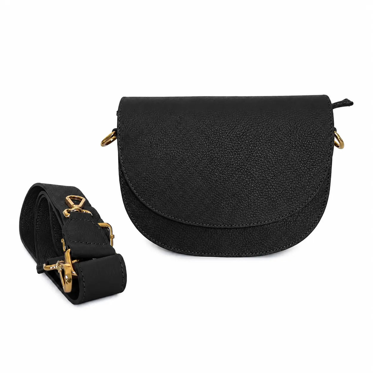 Borsa tracolla vera pelle smile nero