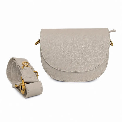 Borsa tracolla vera pelle smile panna
