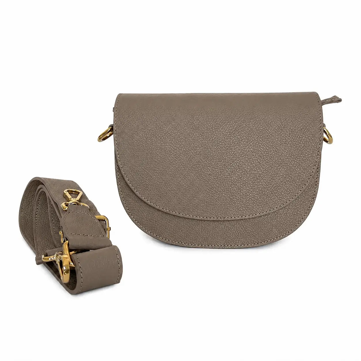 Borsa tracolla vera pelle smile taupe