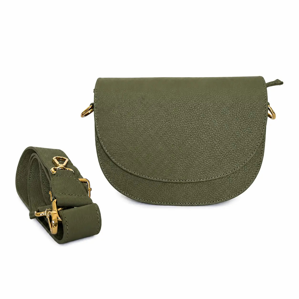 Borsa tracolla vera pelle smile verde militare