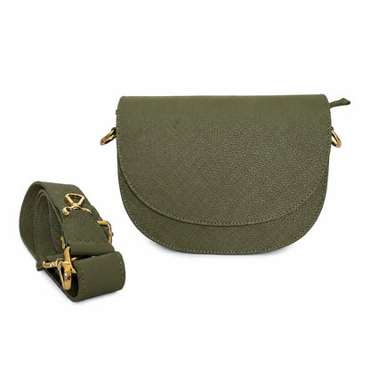 Borsa tracolla vera pelle smile verde militare