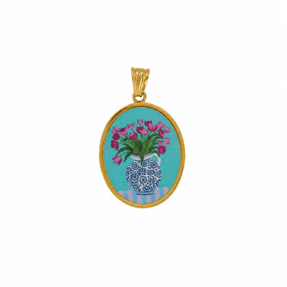 Ciondolo con disegni vaso di fiori