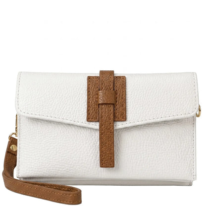 Pochette busta pelle tracolla clizia bianco cuoio