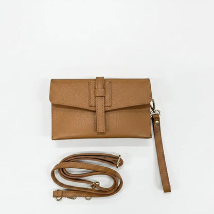 Pochette busta pelle tracolla clizia cammello