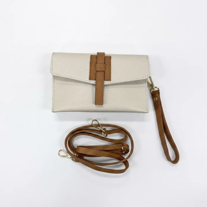 Pochette busta pelle tracolla clizia crema