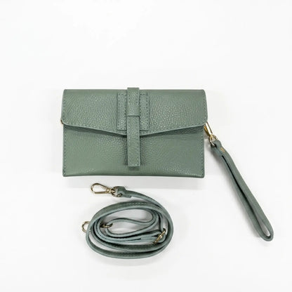 Pochette busta pelle tracolla clizia verde salvia