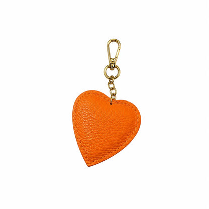 Portachiavi charm borsa pelle cuoricino arancione