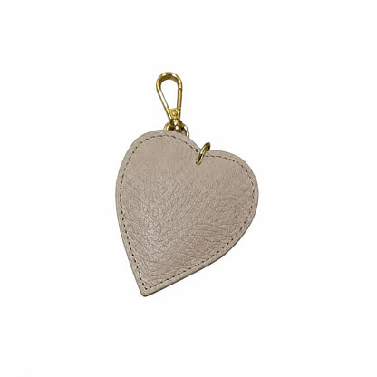 Portachiavi charm borsa pelle cuoricino beige