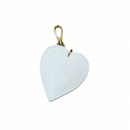 Portachiavi charm borsa pelle cuoricino bianco