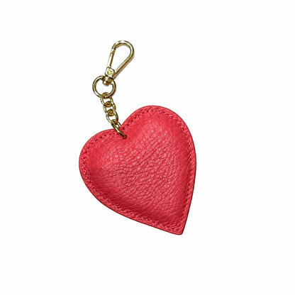 Portachiavi charm borsa pelle cuoricino corallo