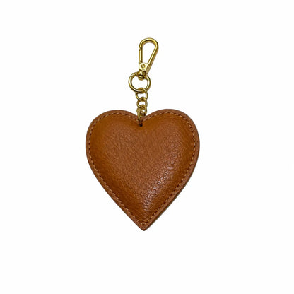 Portachiavi charm borsa pelle cuoricino cuoio