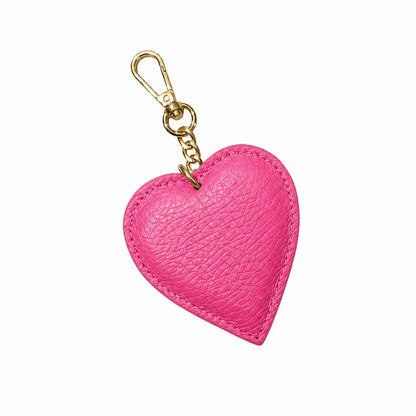 Portachiavi charm borsa pelle cuoricino fucsia