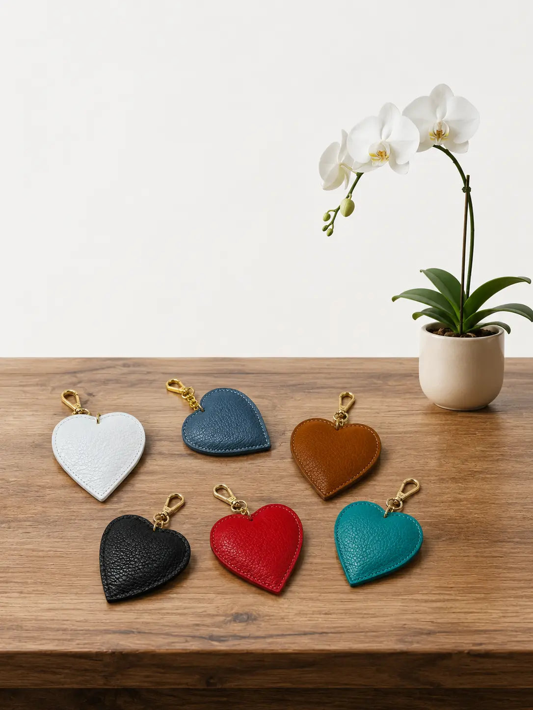 Portachiavi charm borsa pelle cuoricino gruppo