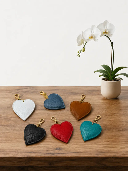Portachiavi charm borsa pelle cuoricino gruppo
