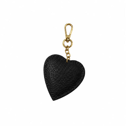 Portachiavi charm borsa pelle cuoricino nero