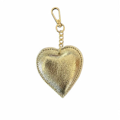 Portachiavi charm borsa pelle cuoricino oro
