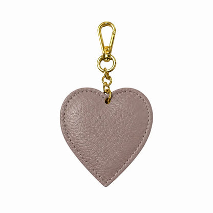 Portachiavi charm borsa pelle cuoricino rosa cipria