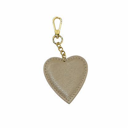 Portachiavi charm borsa pelle cuoricino taupe
