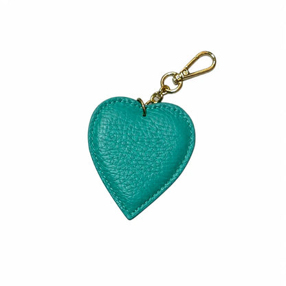 Portachiavi charm borsa pelle cuoricino turchese