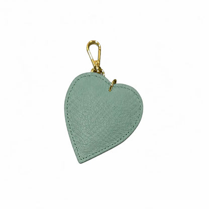 Portachiavi charm borsa pelle cuoricino verde salvia