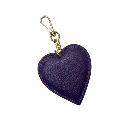 Portachiavi charm borsa pelle cuoricino viola