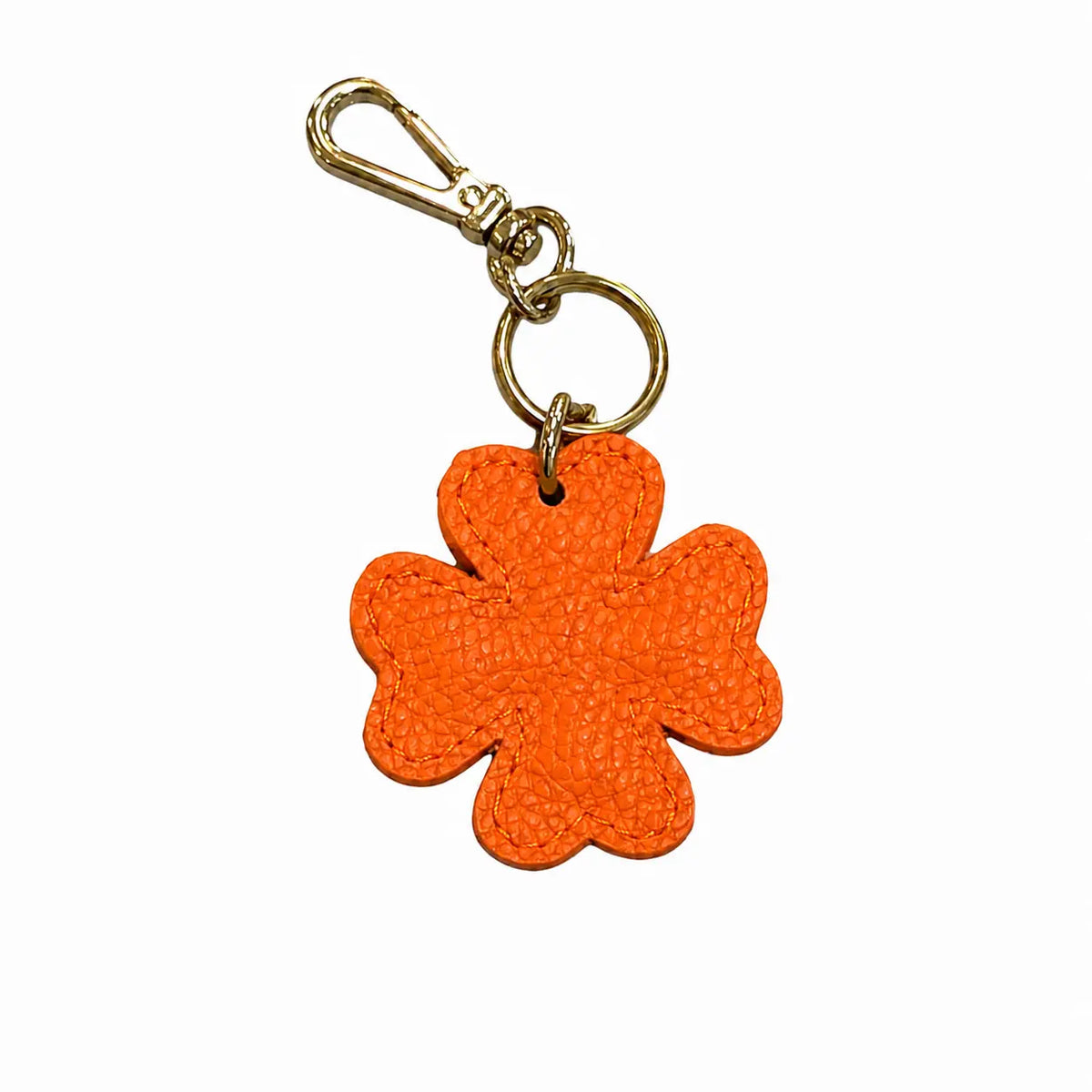 Portachiavi charm borsa quadrifoglio pelle arancione