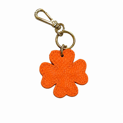 Portachiavi charm borsa quadrifoglio pelle arancione
