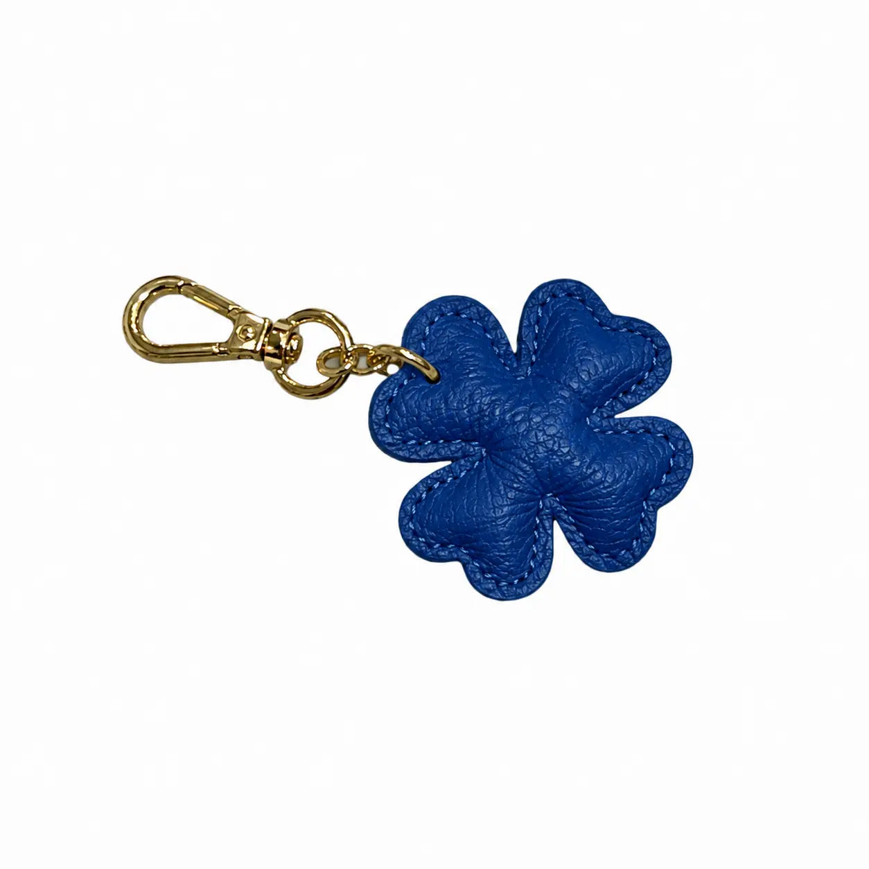 Portachiavi charm borsa quadrifoglio pelle blu