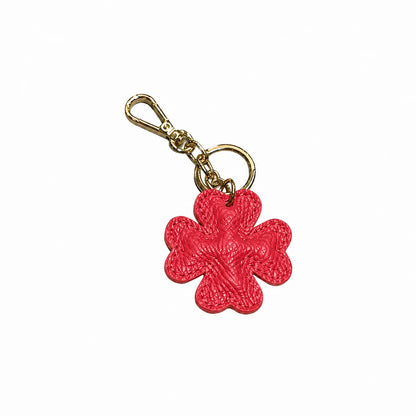 Portachiavi charm borsa quadrifoglio pelle corallo