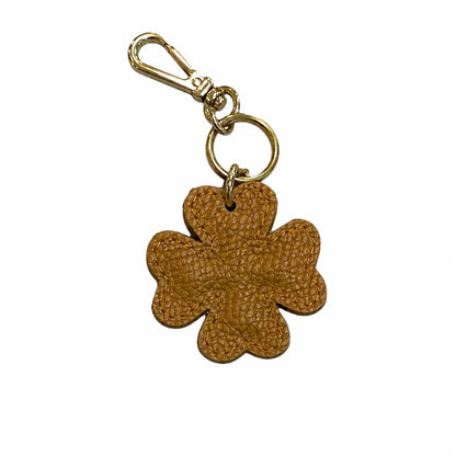 Portachiavi charm borsa quadrifoglio pelle cuoio