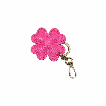 Portachiavi charm borsa quadrifoglio pelle fucsia