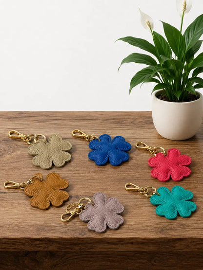 Portachiavi charm borsa quadrifoglio pelle gruppo