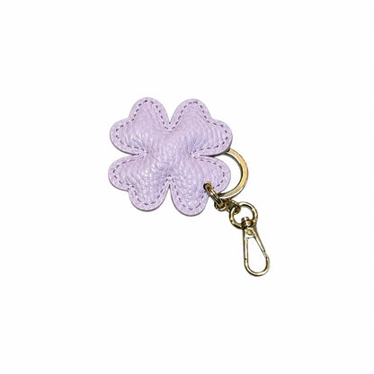 Portachiavi charm borsa quadrifoglio pelle lilla