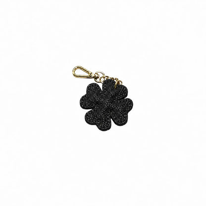 Portachiavi charm borsa quadrifoglio pelle nero